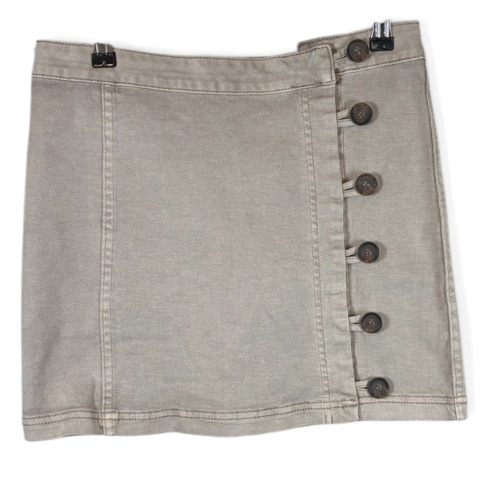 Altar'd State Grey Denim Side Button Mini Skirt Womens Size Medium NWT